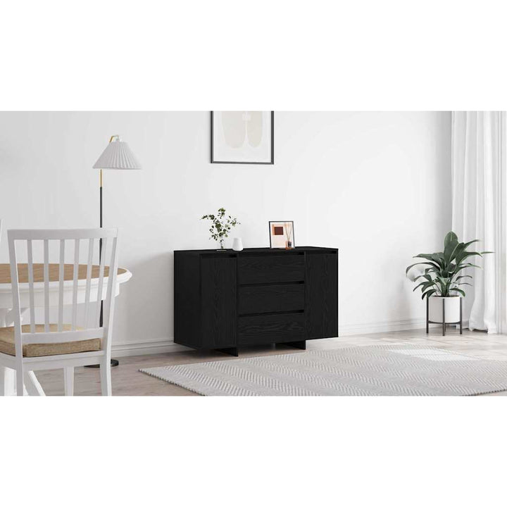 Sideboard med skuffe Sort eg 120 x 41 x 75 cm Konstrueret træ