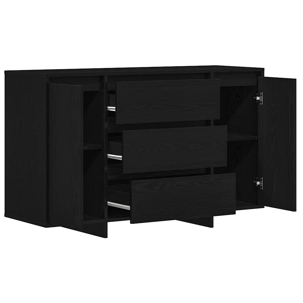 Sideboard med skuffe Sort eg 120 x 41 x 75 cm Konstrueret træ