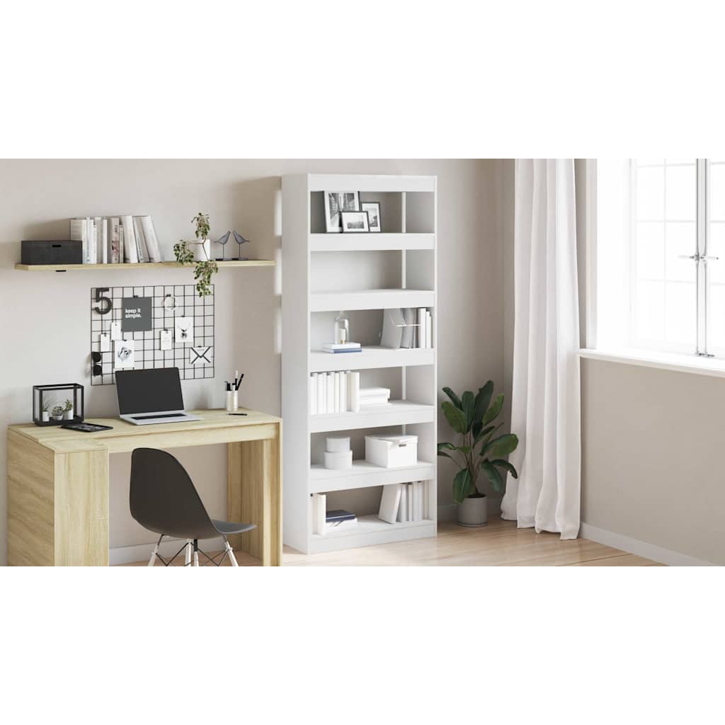 Bogskab med hylde Hvid 80 x 30 x 198 cm Konstrueret træ