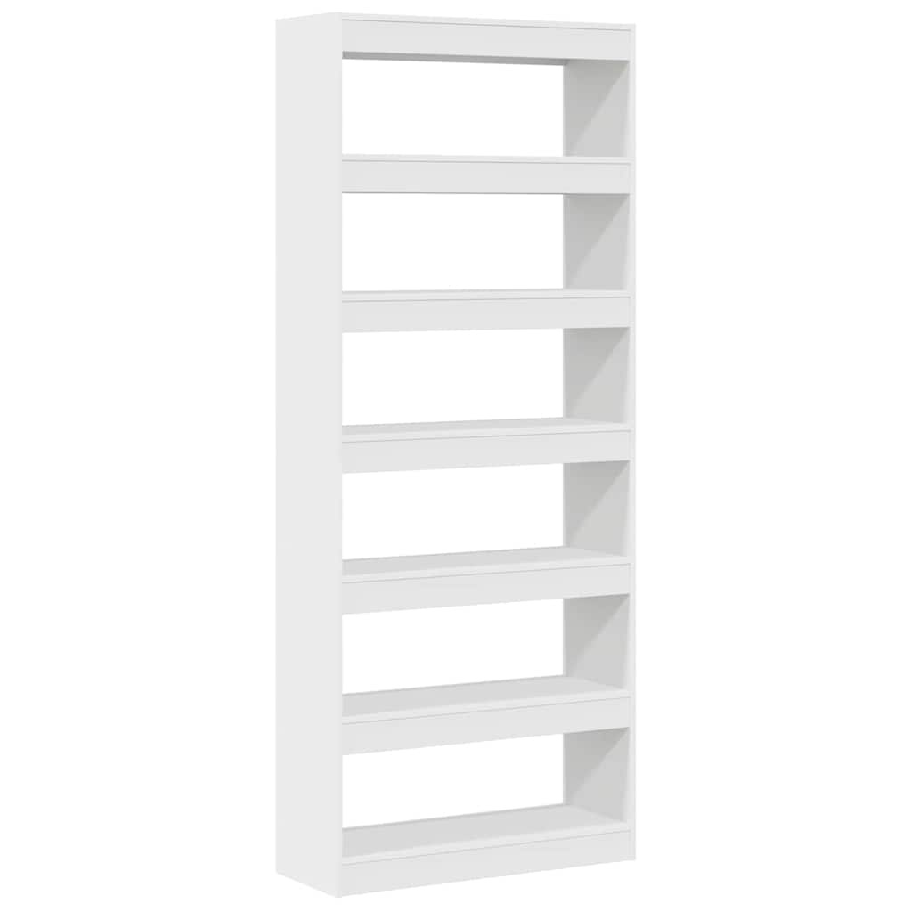 Bogskab 6 niveauer 80 x 30 x 198 cm Konstrueret træ Hvid