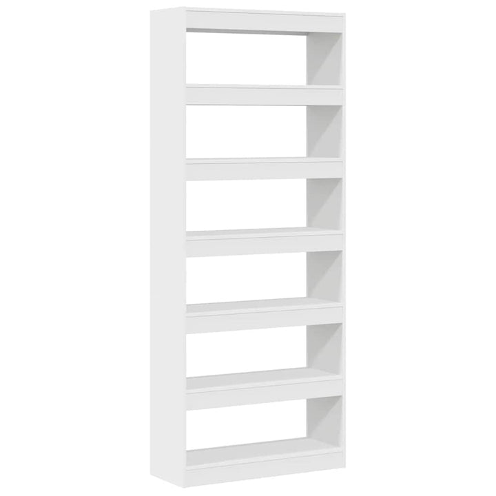 Bogskab 6 niveauer 80 x 30 x 198 cm Konstrueret træ Hvid