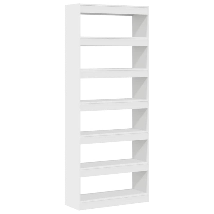 Bogskab 6 niveauer 80 x 30 x 198 cm Konstrueret træ Hvid