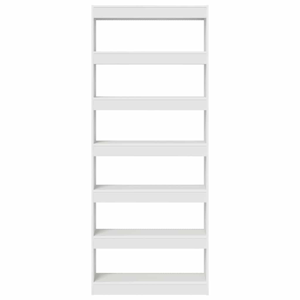 Bogskab 6 niveauer 80 x 30 x 198 cm Konstrueret træ Hvid