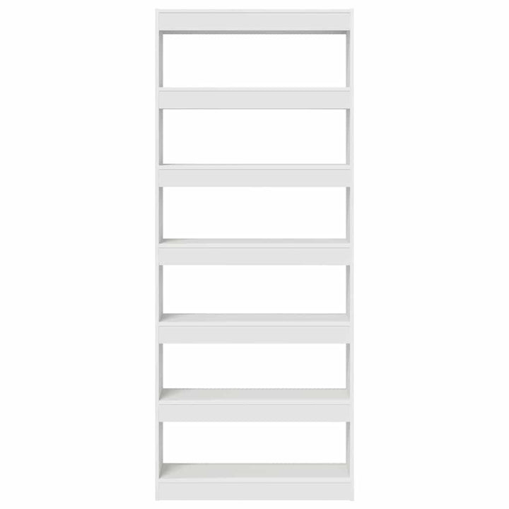 Bogskab 6 niveauer 80 x 30 x 198 cm Konstrueret træ Hvid
