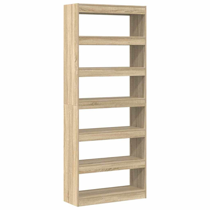 Bogskab 6 niveauer 80 x 30 x 198 cm Konstrueret træ Sonoma eg