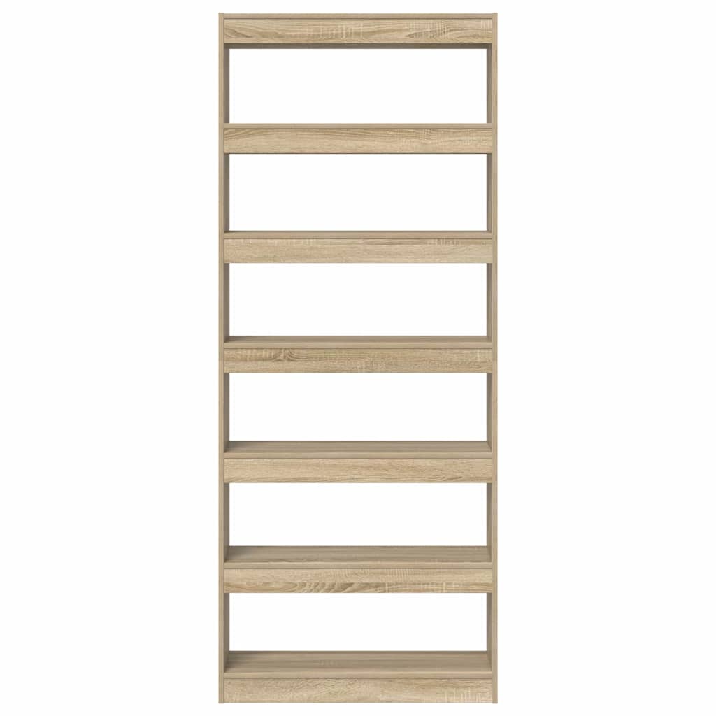 Bogskab 6 niveauer 80 x 30 x 198 cm Konstrueret træ Sonoma eg