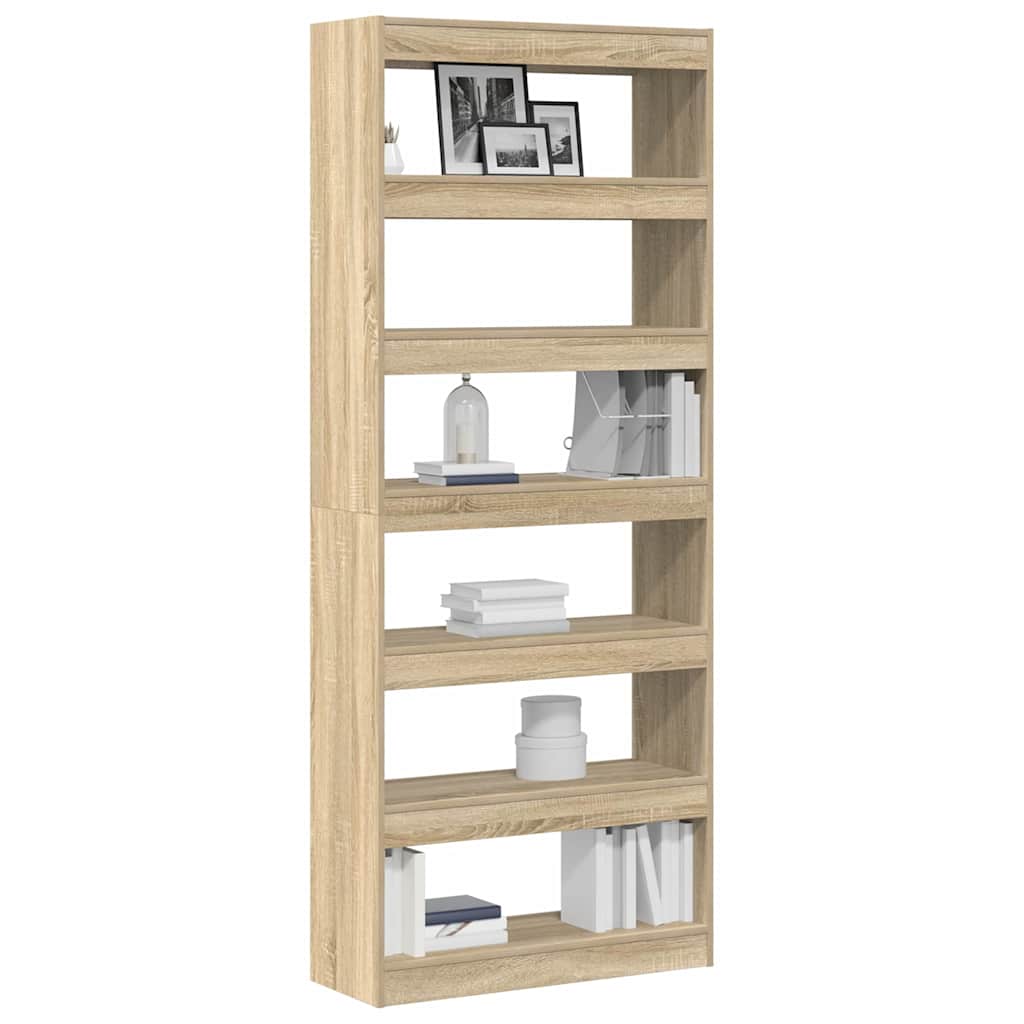 Bogskab 6 niveauer 80 x 30 x 198 cm Konstrueret træ Sonoma eg
