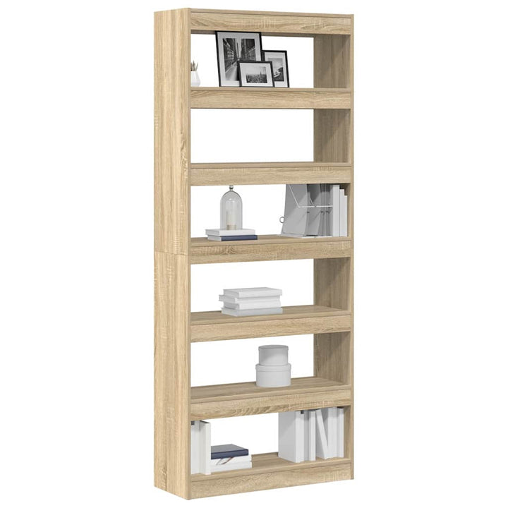 Bogskab 6 niveauer 80 x 30 x 198 cm Konstrueret træ Sonoma eg