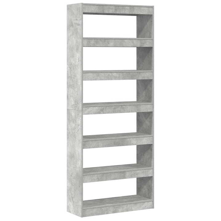 Bogskab 6 niveauer 80 x 30 x 198 cm Konstrueret træ Beton Grå