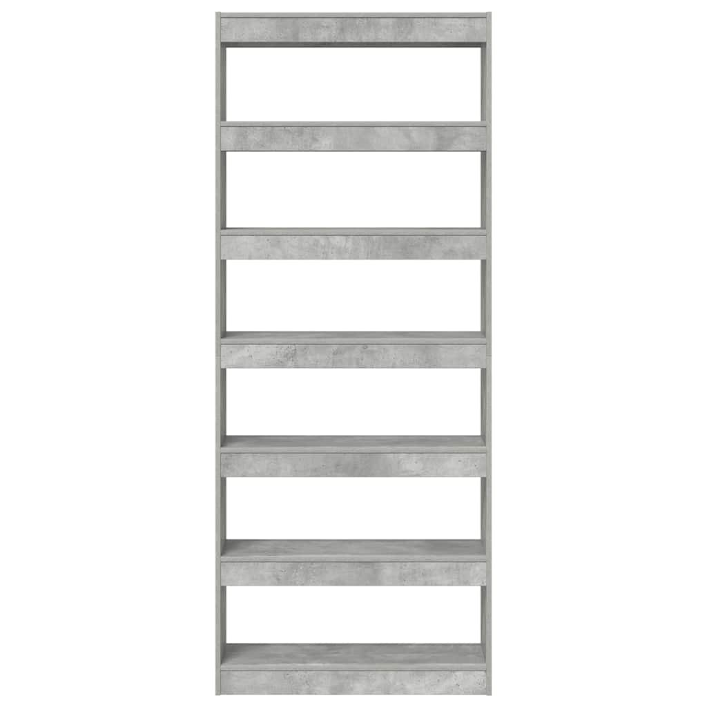 Bogskab 6 niveauer 80 x 30 x 198 cm Konstrueret træ Beton Grå