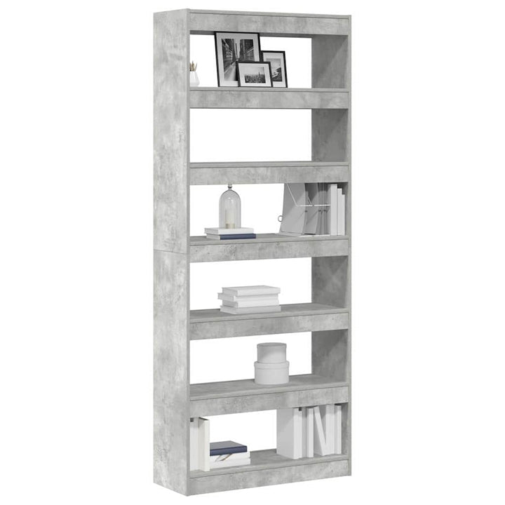 Bogskab 6 niveauer 80 x 30 x 198 cm Konstrueret træ Beton Grå