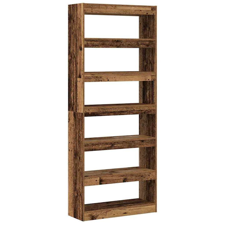 Bogskab 6 niveauer 80 x 30 x 198 cm Konstrueret træ Gammelt træ