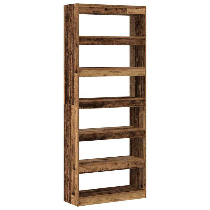 Bogskab 6 niveauer 80 x 30 x 198 cm Konstrueret træ Gammelt træ