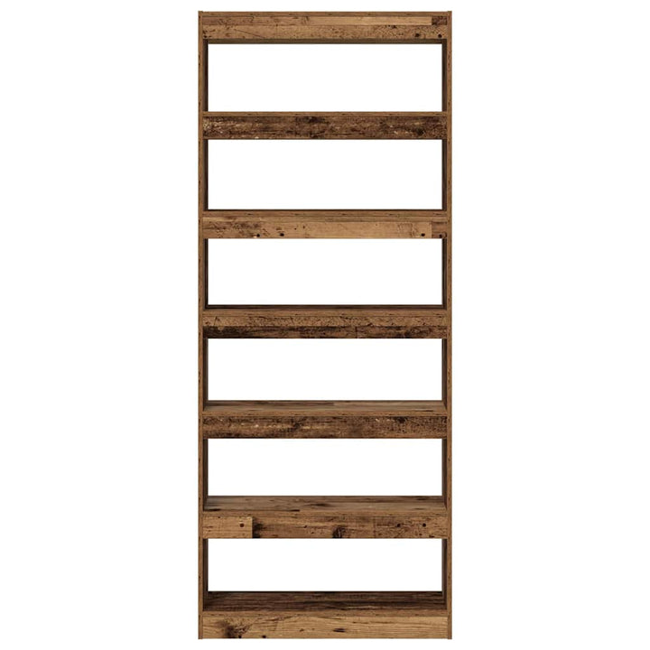 Bogskab 6 niveauer 80 x 30 x 198 cm Konstrueret træ Gammelt træ