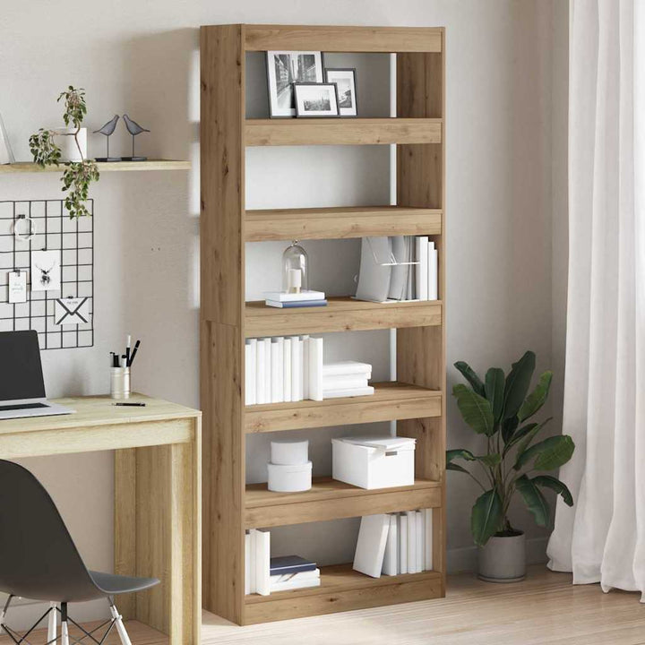 Bogskab 6 niveauer 80 x 30 x 198 cm Konstrueret træ
