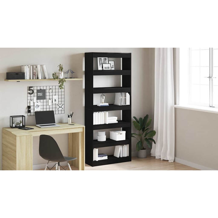 Bogskab med hylde Sort eg 80 x 30 x 198 cm Konstrueret træ
