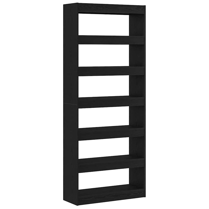 Bogskab 6 niveauer 80 x 30 x 198 cm Konstrueret træ Sort eg