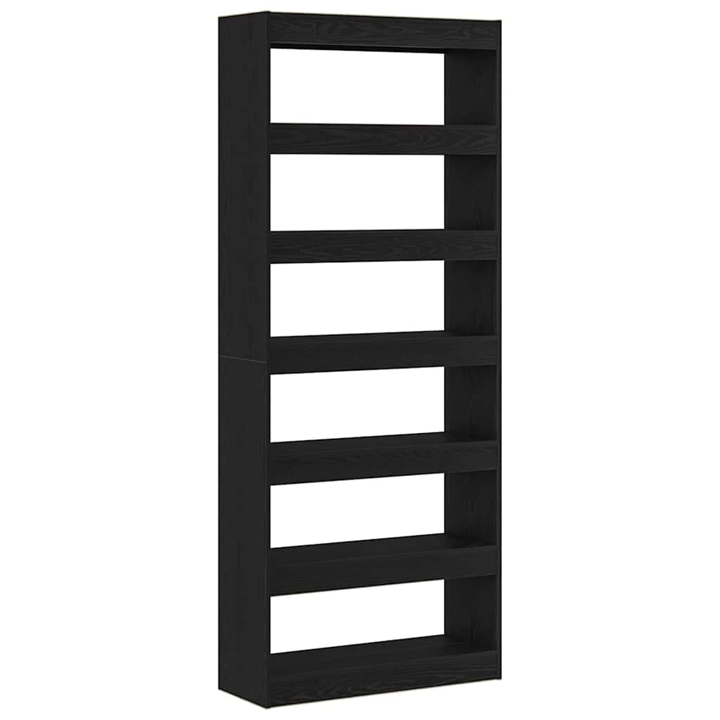 Bogskab 6 niveauer 80 x 30 x 198 cm Konstrueret træ Sort eg