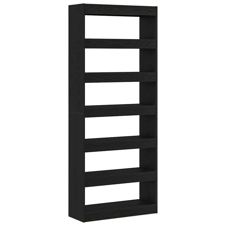 Bogskab 6 niveauer 80 x 30 x 198 cm Konstrueret træ Sort eg