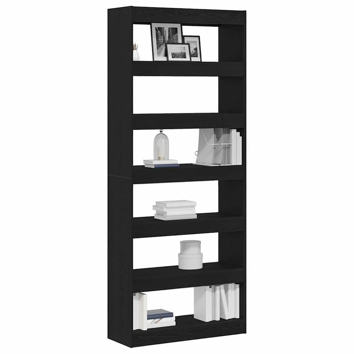 Bogskab 6 niveauer 80 x 30 x 198 cm Konstrueret træ Sort eg
