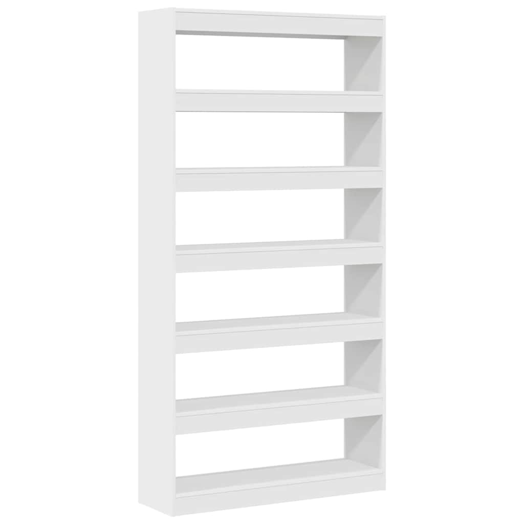 Bogskab 6 niveauer 100 x 30 x 198 cm Konstrueret træ Hvid