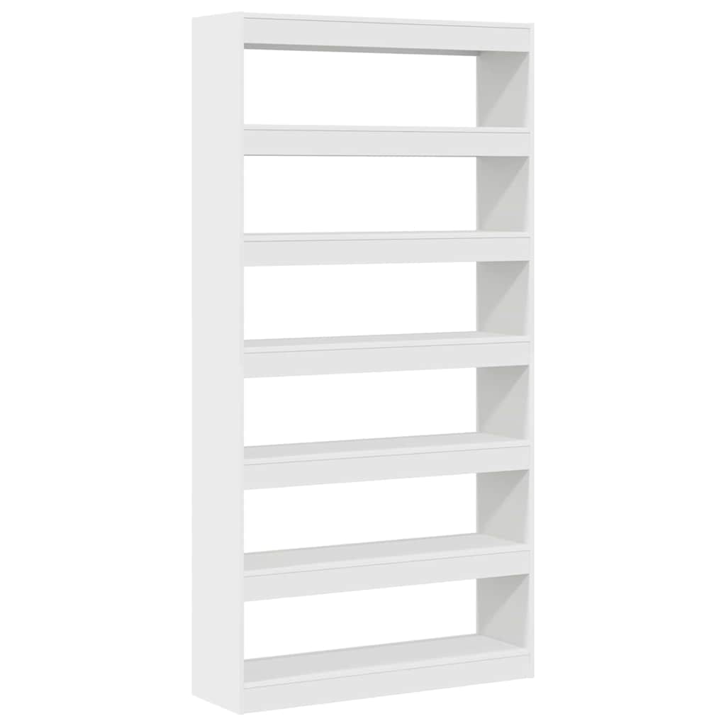 Bogskab 6 niveauer 100 x 30 x 198 cm Konstrueret træ Hvid