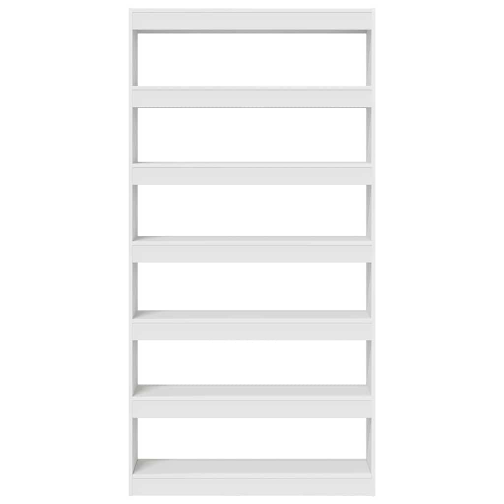 Bogskab 6 niveauer 100 x 30 x 198 cm Konstrueret træ Hvid