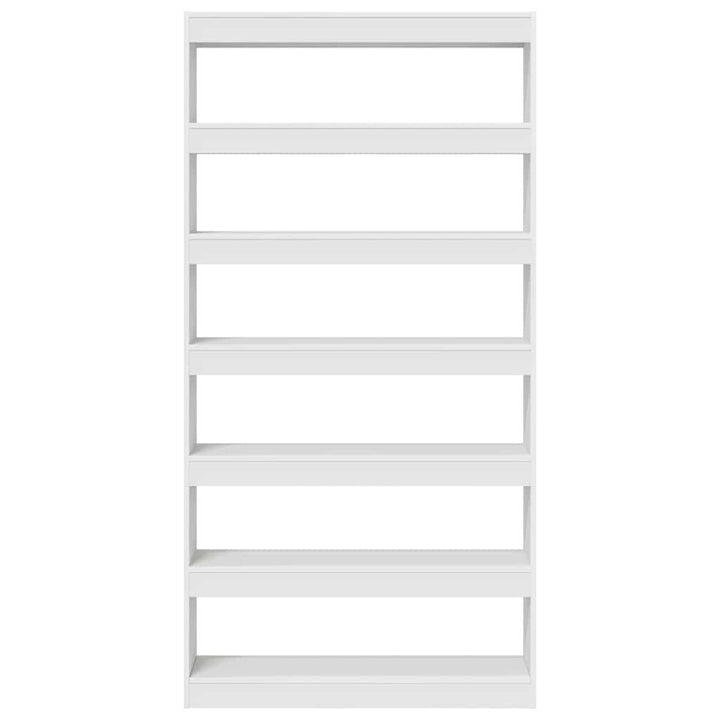 Bogskab 6 niveauer 100 x 30 x 198 cm Konstrueret træ Hvid