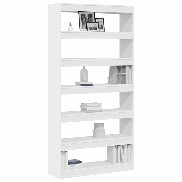 Bogskab 6 niveauer 100 x 30 x 198 cm Konstrueret træ Hvid