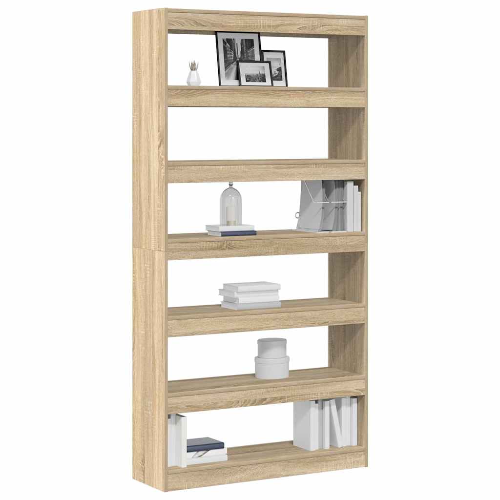 Bogskab 6 niveauer 100 x 30 x 198 cm Konstrueret træ Sonoma eg