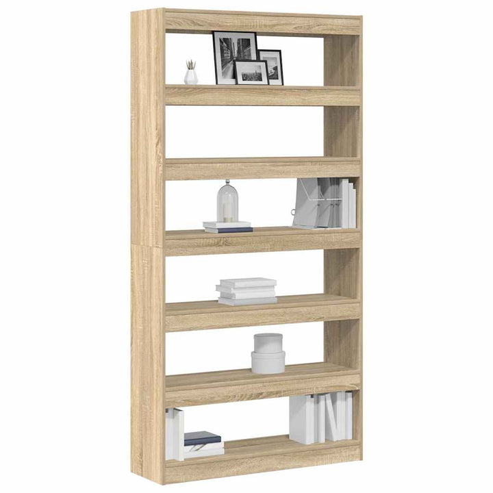 Bogskab 6 niveauer 100 x 30 x 198 cm Konstrueret træ Sonoma eg