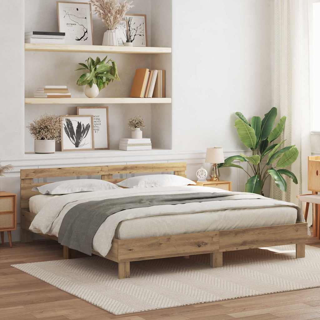 Sengestel Artisan Egetræ 200 x 200 cm Konstrueret træ