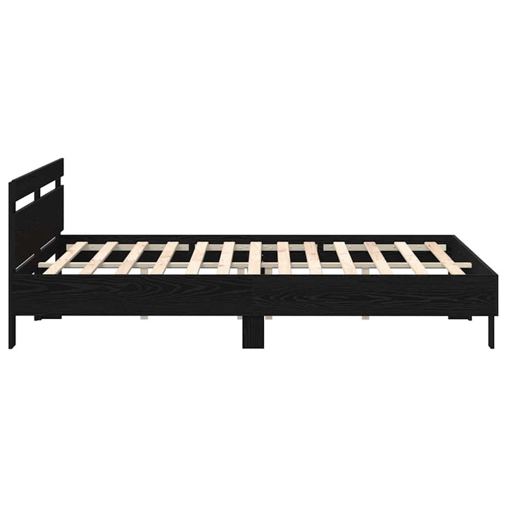 Sengestel med hovedgærde Sort eg 180 x 200 cm Konstrueret træ