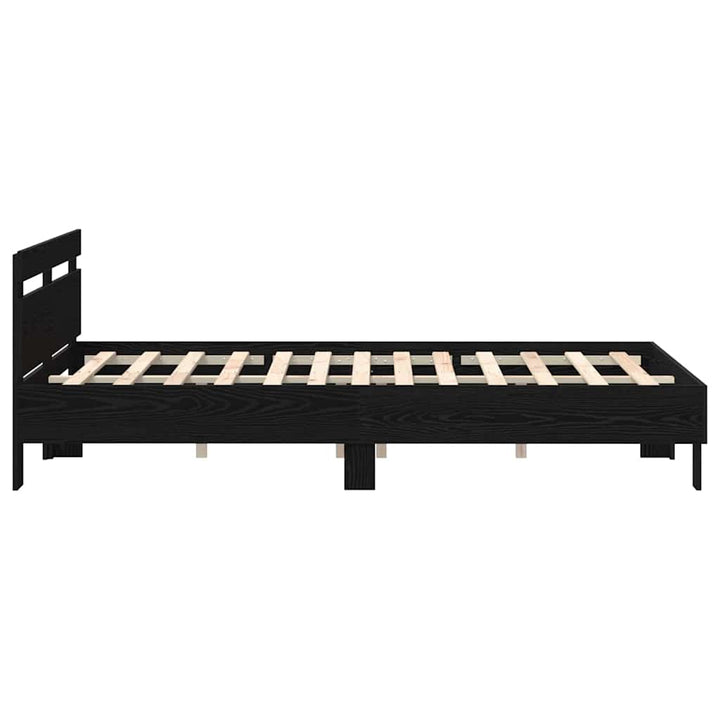 Sengestel med hovedgærde Sort eg 160 x 200 cm Konstrueret træ