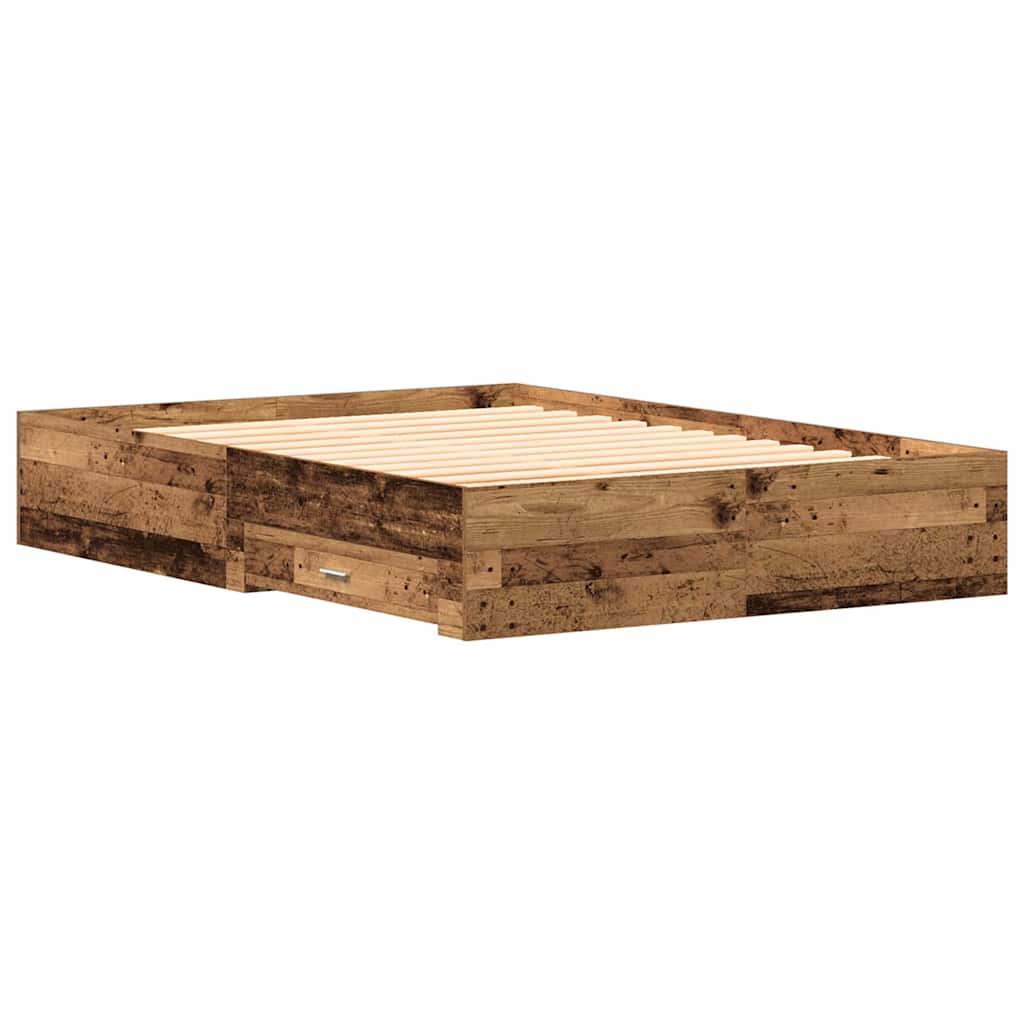 Sengestel med skuffe Gammelt træ 160 x 200 cm Konstrueret træ