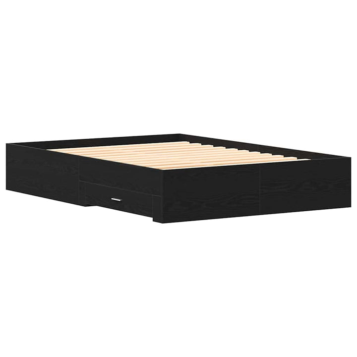 Sengestel med skuffe Sort eg 140 x 200 cm Konstrueret træ
