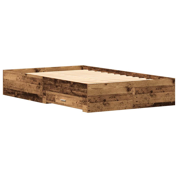 Sengestel med skuffe Gammelt træ 120 x 200 cm Konstrueret træ
