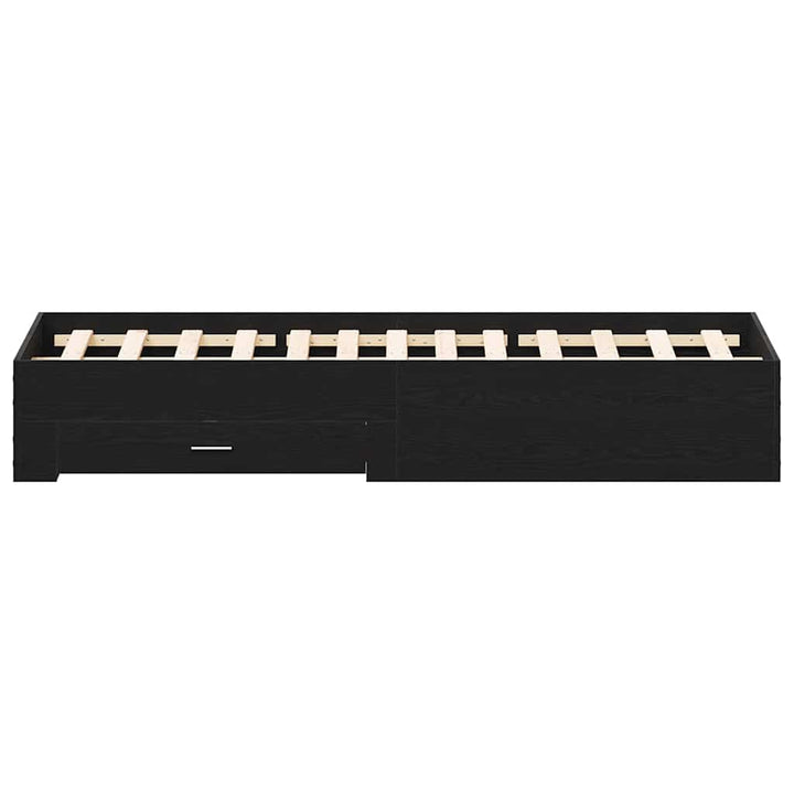 Sengestel med skuffe Sort eg 135 x 190 cm Konstrueret træ