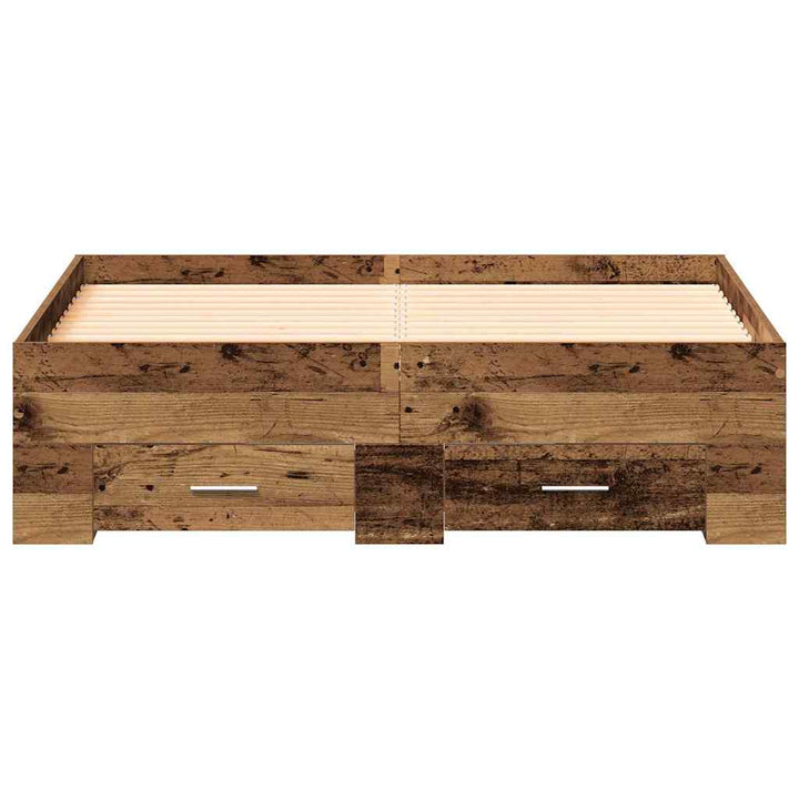 Sengestel med skuffe Gammelt træ 120 x 190 cm Konstrueret træ