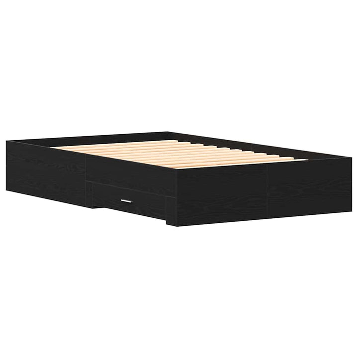 Sengestel med skuffe Sort eg 120 x 190 cm Konstrueret træ