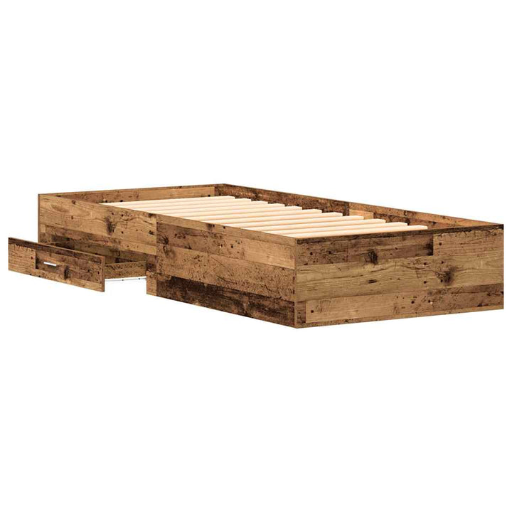 Sengestel med skuffe Gammelt træ 100 x 200 cm Konstrueret træ