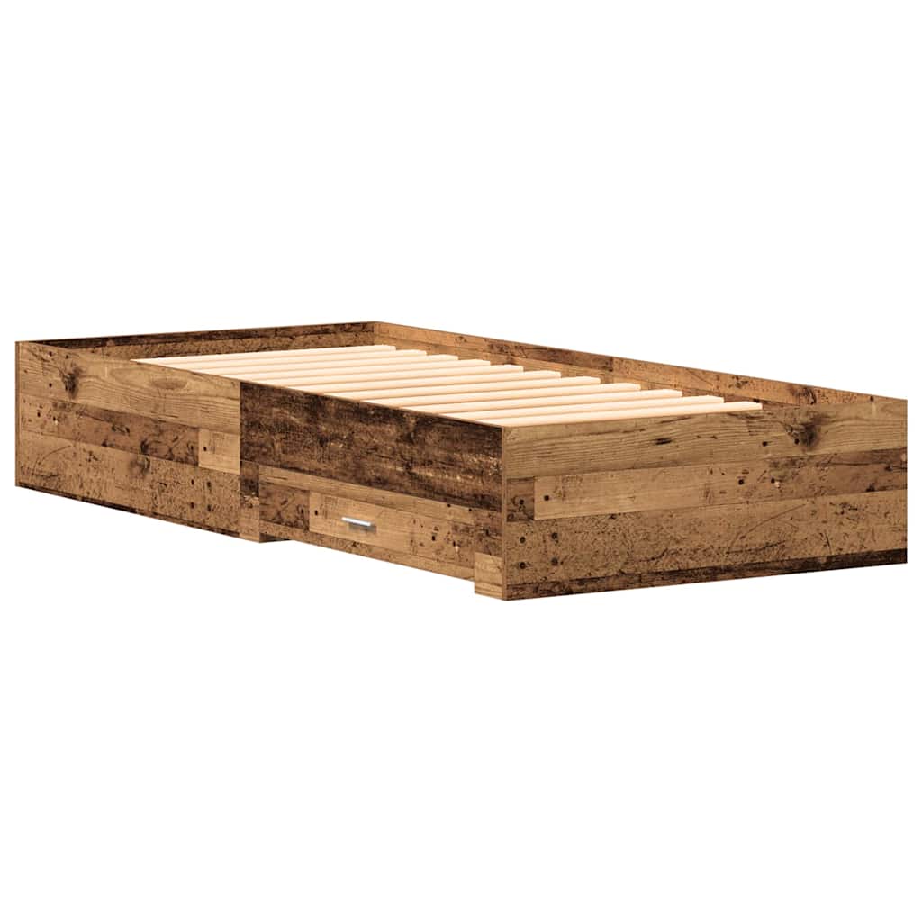 Sengestel med skuffe Gammelt træ 100 x 200 cm Konstrueret træ