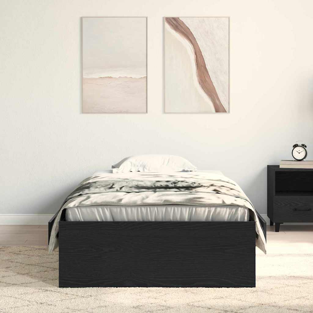 Sengestel med skuffe Sort eg 100 x 200 cm Konstrueret træ