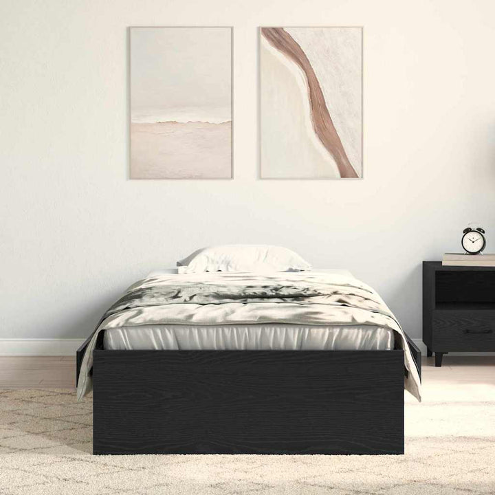 Sengestel med skuffe Sort eg 100 x 200 cm Konstrueret træ