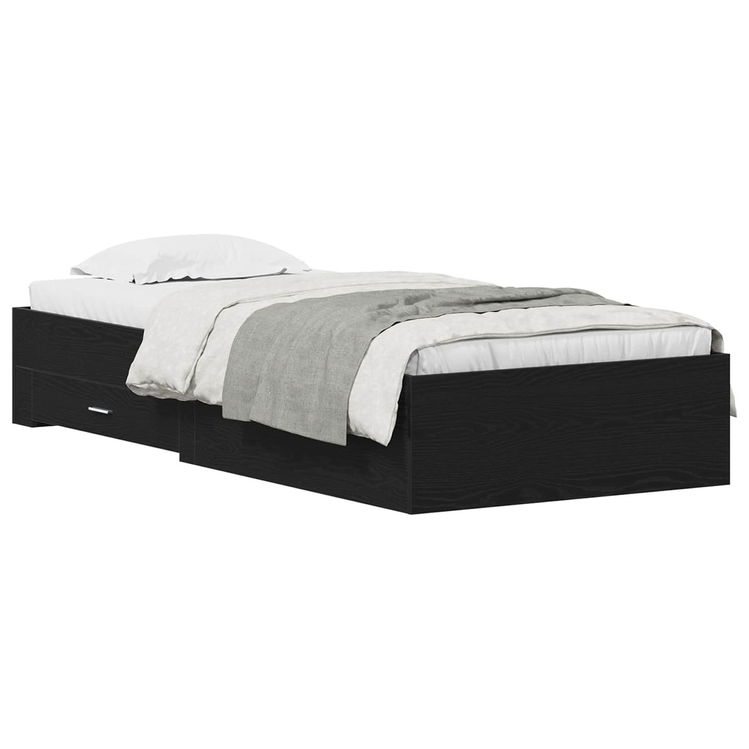 Sengestel med skuffe Sort eg 100 x 200 cm Konstrueret træ