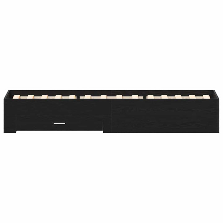 Sengestel med skuffe Sort eg 100 x 200 cm Konstrueret træ