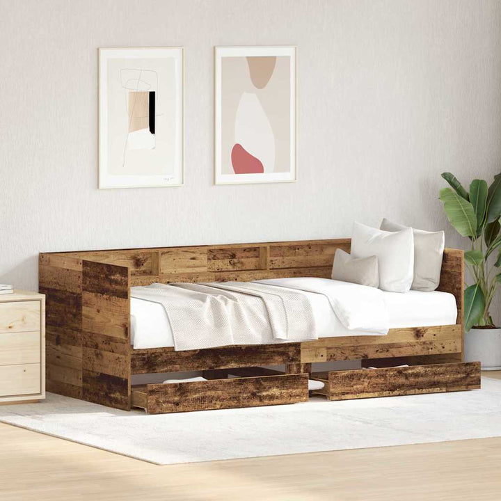 Daybed med hovedgærde Gammelt træ 100 x 200 cm Konstrueret træ