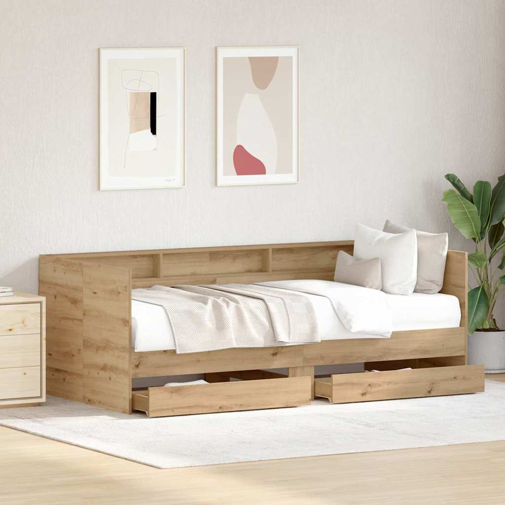 Daybed med skuffe Artisan Egetræ 100 x 200 cm Konstrueret træ