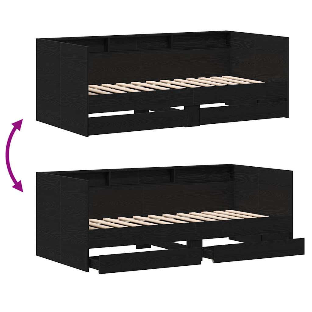 Daybed med hovedgærde Sort eg 100 x 200 cm Konstrueret træ