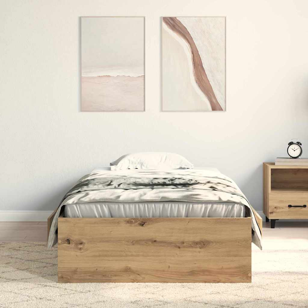 Sengestel med skuffe Artisan Egetræ 90 x 190 cm Konstrueret træ